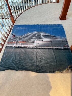 Carnival Magic Cruise Ship Shower Curtain - Blue, White, Black